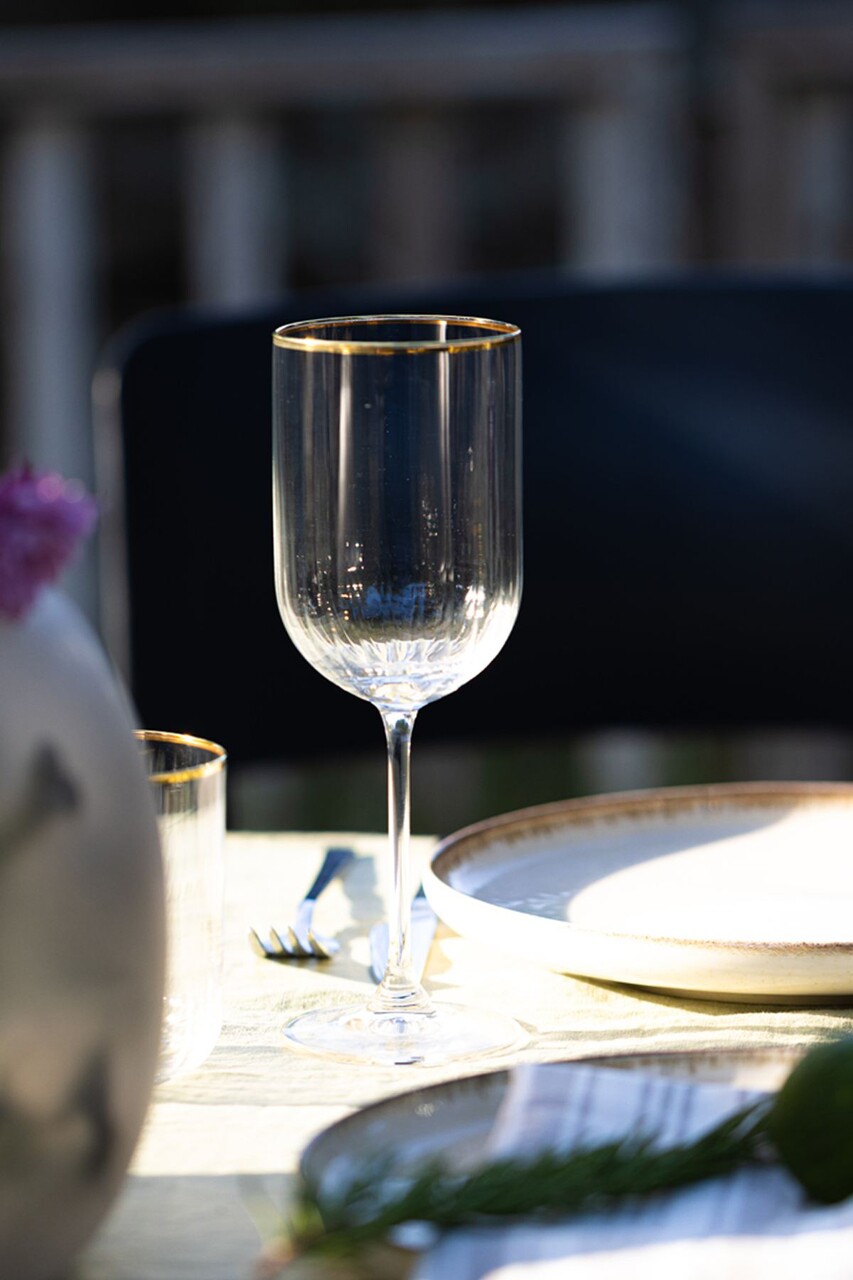 Set de pahare de vin, Hermia, 127RKL1102, Auriu / Transparent - imagine 7